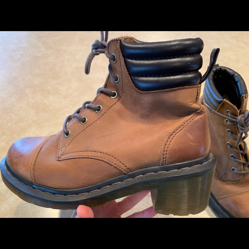 Dr Martens ankle platform heel leather booties